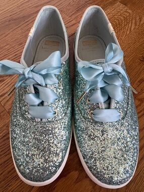 Keds × Kate Spade New York Champion Light Blue Glitter Sneaker Festive SZ 7.5